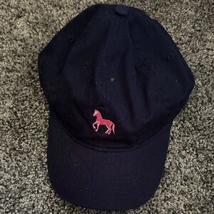 Kids Navy Blue Cap with Pink Horse Embroidery